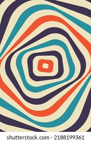 Psychedelic retro groove background in muted warm tones. vector illustration. Pattern in the style of the seventies and sixties. Hippie style design