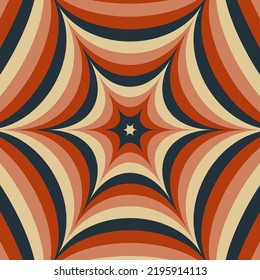 Psychedelic retro groove background in muted warm tones. vector illustration. Pattern in the style of the seventies and sixties. Hippie style design