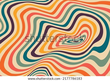 Psychedelic retro groove background in muted warm tones. vector illustration. Pattern in the style of the seventies and sixties. Hippie style design