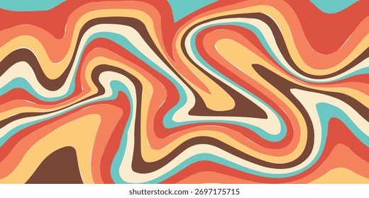 Psychedelic retro groovy colorful wavy background