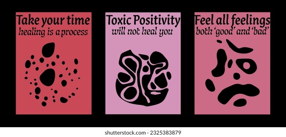 Psychedelic retro posters with abstract melting shapes. New Wave spiritual hippie style. 