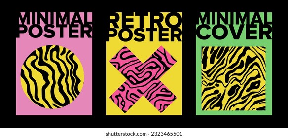 Carteles retro psicodélicos con formas geométricas y adornos. Nuevo estilo hippie espiritual de Wave. 