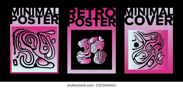 Psychedelic retro posters with geometric shapes and ornaments. New Wave spiritual hippie style. 