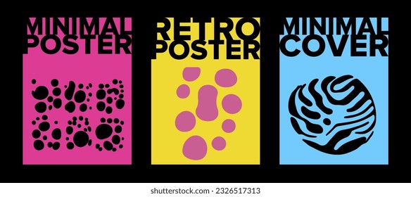 Psychedelic retro posters with geometric shapes and ornaments. New Age spiritual hippie style. 