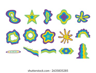 Psychedelic Retro Rainbow Shape Element