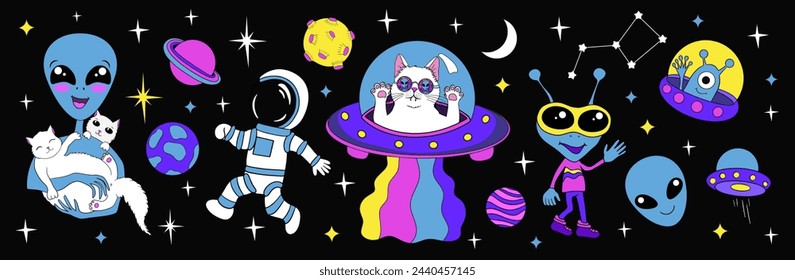 Psychedelic retro stickers.Comic cartoon illustrations