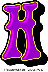Psychedelic Retro Vintage Letter Alphabet Vector Element