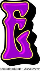 Psychedelic Retro Vintage Letter Alphabet Vector Element