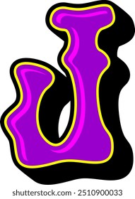 Psychedelic Retro Vintage Letter Alphabet Vector Element