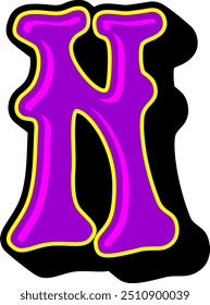 Psychedelic Retro Vintage Letter Alphabet Vector Element