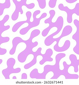 Psychedelic seamless pattern with abstract silhouette organic shapes. Vector funky flat background. Wavy liquid distorted shapes