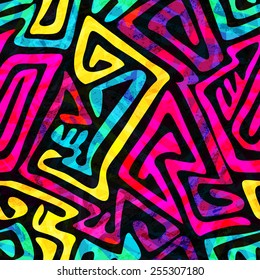 psychedelic seamless pattern with grunge effect 
