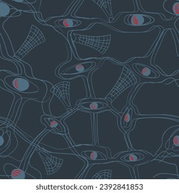 Psychedelic seamless pattern with  line big eyes. The artwork for cover sheet, print, fashion