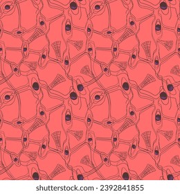 Psychedelic seamless pattern with  line big eyes. The artwork for cover sheet, print, fashion