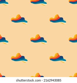 Psychedelic seamless patterns in retro 70s style, groovy hippie backgrounds with multicolored rainbow. Teenage cartoon funky print for T-shirts, postcards, posters, fabrics