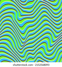 Psychedelic seamless vector pattern. Surreal distorted stripes. Abstract wavy background in metaverse nft style. Optical illusion with swirl glitch effect.