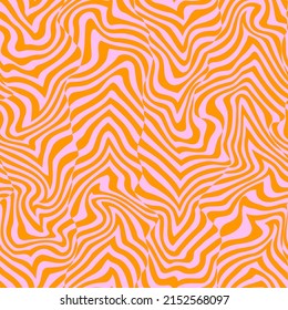 Psychedelic seamless vector pattern. Surreal distorted stripes. Abstract wavy background in metaverse nft style. Optical illusion with swirl effect.