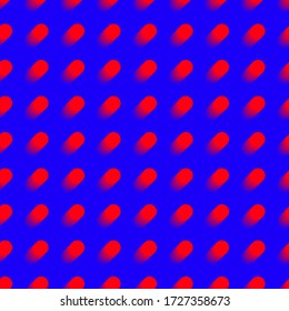 Psychedelic simple vector geometric contrasting pattern of red and blue. 3D effect.