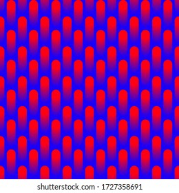 Psychedelic simple vector geometric contrasting pattern of red and blue. 3D effect.