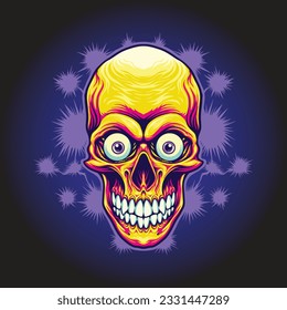 Psychedelic Skull Head Scarry Illustration for your work Logo, mascot merchandise t-shirt, stickers and Label designs, poster, greeting cards advertising business company or brands.
