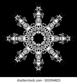 Psychedelic Skull Mandala Black and White Vector Illustration
