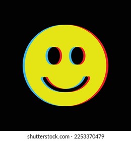 Psychedelic smile. Techno, rave acid  face logo. Vector illustration