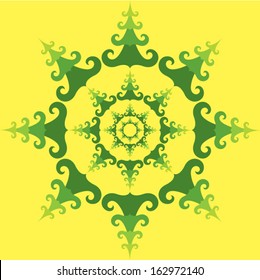 Psychedelic snowflake made of Christmas trees vector illustration