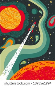 Psychedelic Space 1960s Style Backgrounds, Illustrations, Covers, Posters Templates.