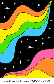 Psychedelic space y2k poster, cartoon background