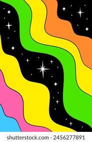 Psychedelic space y2k poster, cartoon background