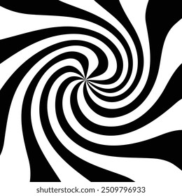 Espiral psicodélica com raios cinzas radiais. Fundo torcido em espiral. Design vetorial de efeito cômico