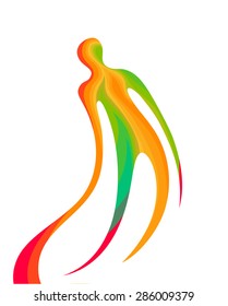 Psychedelic Spirit in the Form of Human Body with Flowing Stripes of Saturated Colors