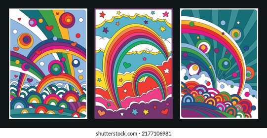 Psychedelic Style Abstract Colorful Rainbow Landscape