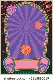 Psychedelic Style Abstract Retro Colors Skull Decorative Frame Poster 