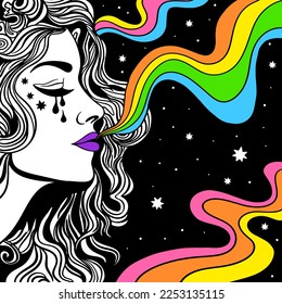 Psychedelische Art Hippy Girl, Retro-Poster 