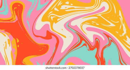 Psychedelic Swirl Säure Welle Regenbogen Linie Hintergründe in 1970er 1960er Jahre Hippie-Stil. y2k Tapete Muster Retro Vintage 70er 60er Jahre Groove. psychedelischer Posterhintergrund