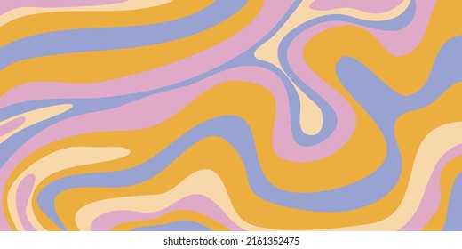 Patrón de groovía de remolino psicodélico. Papel pintado de la ola retro psicodélica. Fondo líquido de deslumbramiento. Ilustración de diseño del vector
