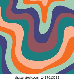 Psychedelic swirl groovy pattern.Groovy liquid background in trendy 70s, 80s style.Vector illustration. sstkBackgrounds