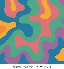 Psychedelic swirl groovy pattern.Groovy liquid background in trendy 70s, 80s style.Vector illustration. sstkBackgrounds