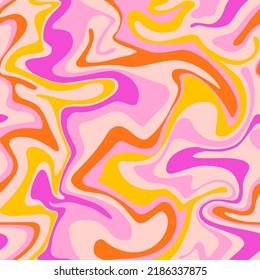 Psychedelic swirl seamless pattern. 60s, 70s style liquid groovy background. Colorful marbled texture. - Shutterstock ID 2186337875