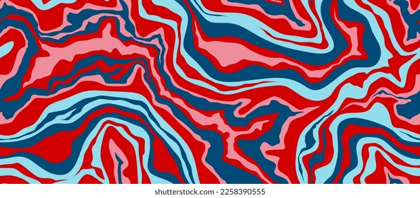 Psychedelic swirl seamless pattern. 60s, 70s style liquid groovy background.