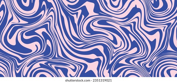 Psychedelic swirl seamless pattern. 60s, 70s style liquid groovy background.