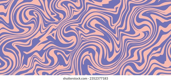 Psychedelic swirl seamless pattern. 60s, 70s style liquid groovy background.