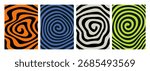 Psychedelic Swirl Spiral Abstract Pattern. Groovy Hypnotic Vector Backgrounds. Spooky Halloween Wavy Circle Texture