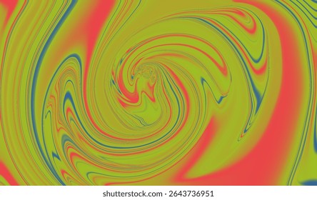 Psychedelic swirl of vibrant green, red, and blue hues. Trippy abstract texture ideal for retro themes, music art, or creative visual projects.