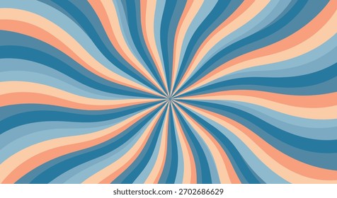 Padrão radial giratório psicodélico com faixas de cores quentes e frias e um ponto focal central hipnótico.