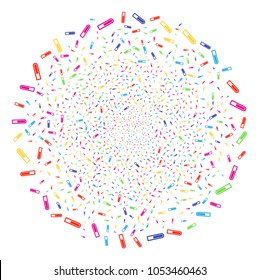 Psychedelic Test Tube festive round cluster. Vector globula explosion created from random test tube symbols. Multi Colored Vector abstraction.