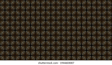 Psychedelic three-dimensional black with gold lines background, optical illusion