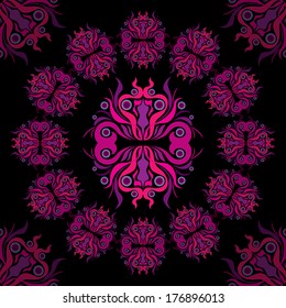 Psychedelic traditional Asian texture vector illustration