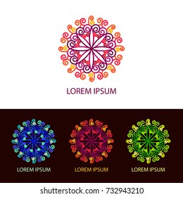 Psychedelic trans logo icon set.  Logo hypnosis